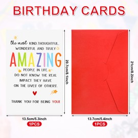 Cute Thank You Card for Kindest Person, Colorful Thank You Card with Envelope for Friends Family Lovely Appreciation Card for Teachers Classmates Graduation Bridal Shower