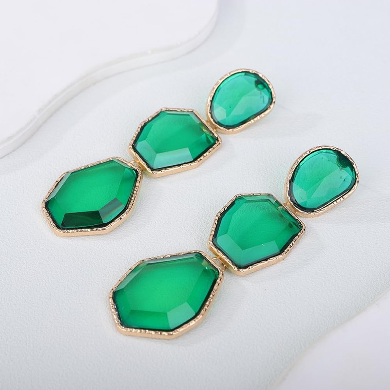 Women Boho Dangle Earrings Statement Green