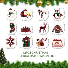 12pcs Christmas Refrigerator Magnets, 12 Designs Christmas Magnets for Fridge Cute Snowman Gift Box Santa Claus Holiday Magnets Decorative Magnetic Winter Fridge Sticker for Xmas Party Decor