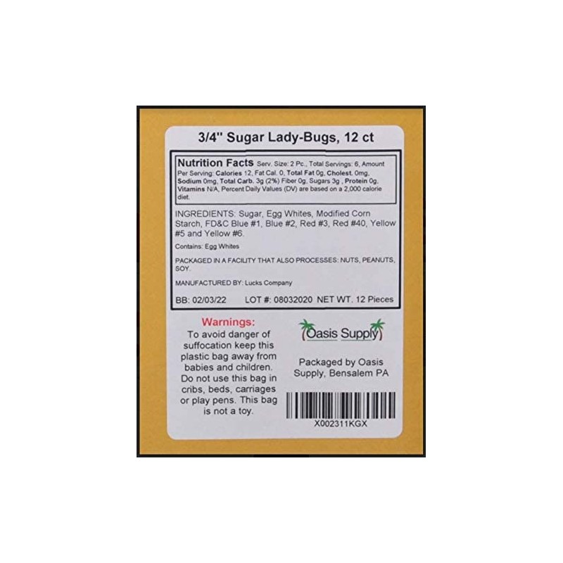 Lucks Ladybug Sugar Decorations Dec-on for Cupcakes Cakes decorations 24