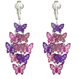 Aloha Earrings Butterflies Clip-on Earrings for Women (Purple Butterfly)