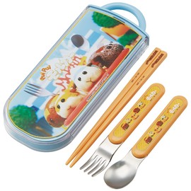 Skater TACC2AG-A Children's Antibacterial Slide Trio Set, Bento Box, Chopsticks, Spoon, Fork, PUIPUI Molker, Girls, Made in Japan