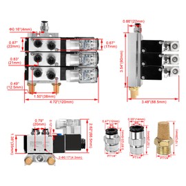 Heschen Electrical Pneumatic Triple Solenoid Valve 4V210-08 AC220V PT1/4 5 Way 2 Position Manifold Base Muffler Quick Fittings Set