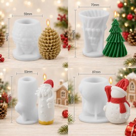 4PCS Moldes de Silicona para ARboles de Navidad,Molde para Velas Aromáticas