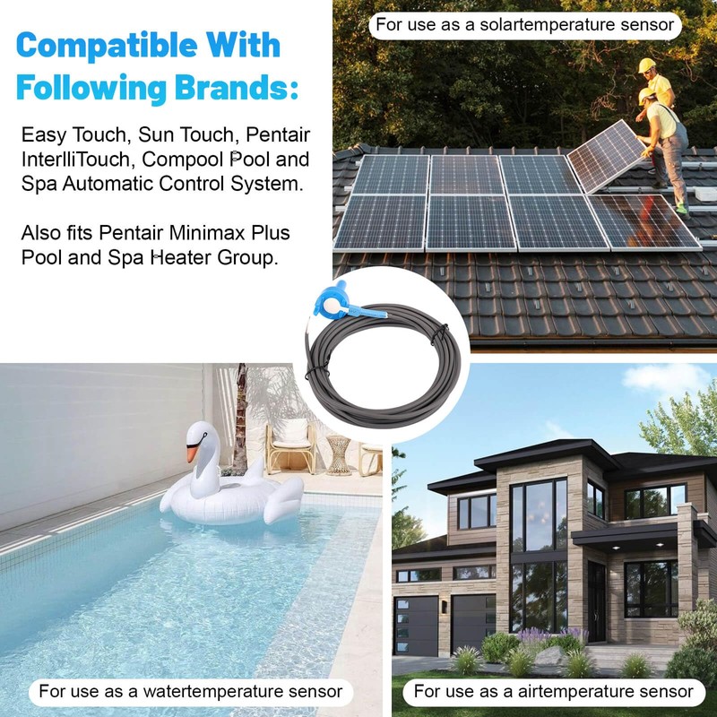 Fuoequl 520272 Water Temperature Sensor with 20ft Cable Replacement Pool/Spa