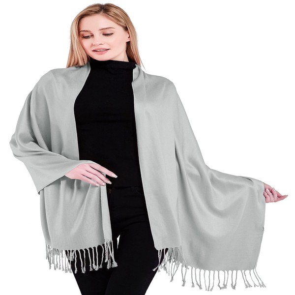 CJ Apparel Silver Grey Light Grey Solid Color Tassels Design