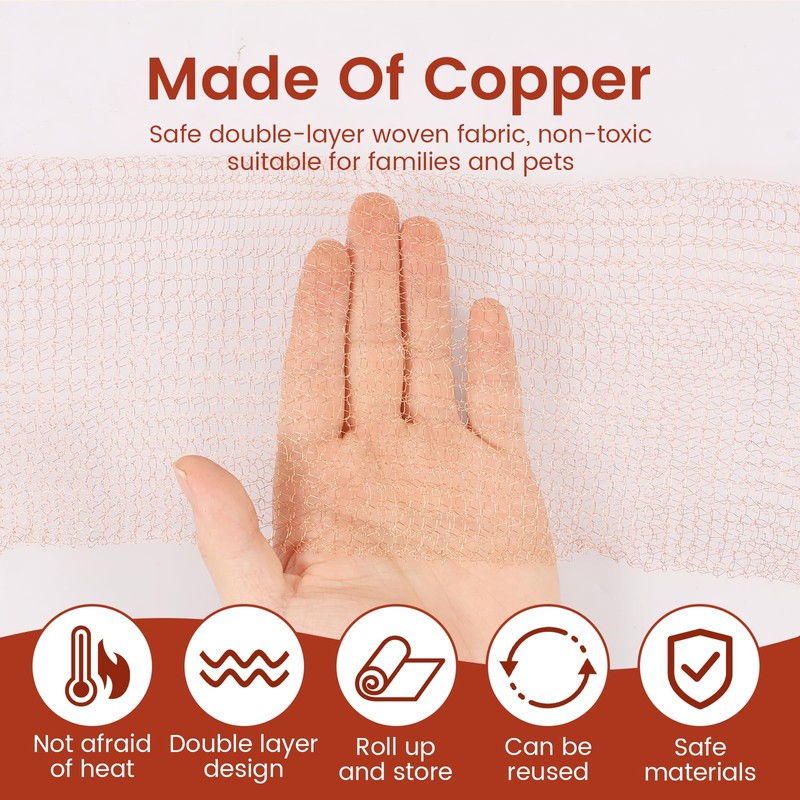Copper Mesh Roll Kit 19.69 FT Reusable Copper Mesh Mice