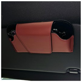GTLM Magnetic Glasses Holder for Car, Soft Leather Sunglasses Holder Car, Universal Sun Visor Organiser for Car Interior, Car Accessories Interior for Truck, SUV, Motorhome (Red)