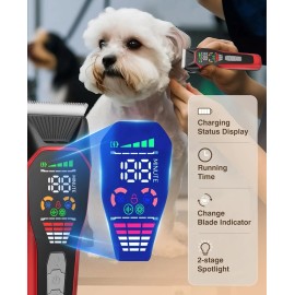LEMULEGU Cordless Electric Hair Clippers for Large Pets,Two-Speed Quiet Strong Red