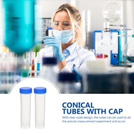 Baluue 50 Pcs Tubos De CentríFuga De PláStico Con Tapas De Rosca, Tubos De Ensayo De 50ml Para Laboratorio, Autosoportados Y Reutilizables,Tubo De Halcón El Plastico