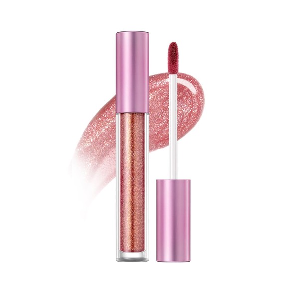 Vawolecy Flüssiger Lippenstift, Perlmutt-Lippenglasur Gold Glitter Matte Antihaft-Tasse schimmernder Lipgloss