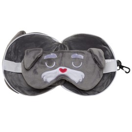 Puckator Relaxeazzz Barks Dog Squad Round Travel Pillow And Eye Mask For Sleeping With Quick Release - Plushie Sleeping Mask For Airplane - Flight Pillow For Kids Adults - Cute Sleeping Mask