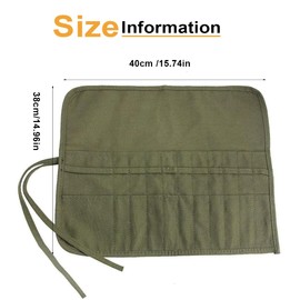 ZAMXHUG 1 pcs22 Compartments Pencil Roll Case Canvas Brush Bag 40 x 35 cm Pen Case Roll Pen Holder Bag Brush Case Army Green Brush Case Brush Roll for Artist Sketching