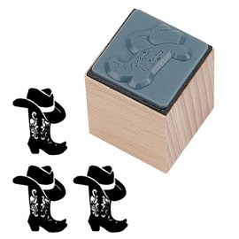 OLYCRAFT Shoes Pattern Wooden Rubber Stamp 26x26x36mm Cowboy Hat Square Rubber Stamp Small Mini Stamps Decorative Mounted Rubbers Stamps for Scrapbooking Card Making Planner DIY Craft Vintage Decor