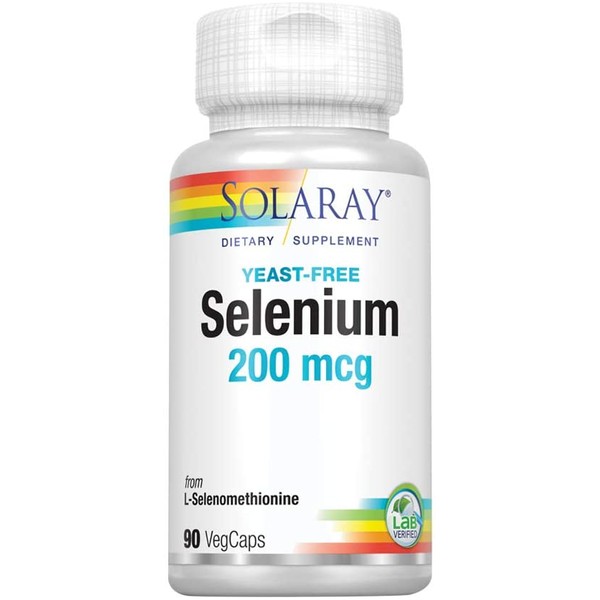 Solaray Selenium 200, No Yeast 200mcg | Healthy Immune, Thyroid Function, Antioxidant Support | High Absorption Formula | Vegan & Non-GMO | 90ct