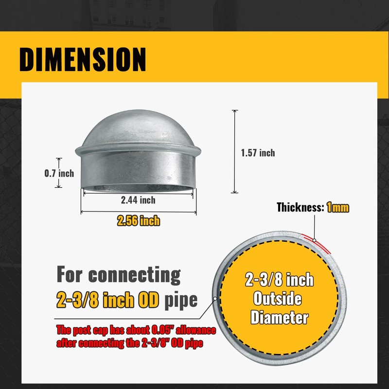 VIVIDA 2-3/8" Fence Post Cap 4 PCS, Chain Link Post