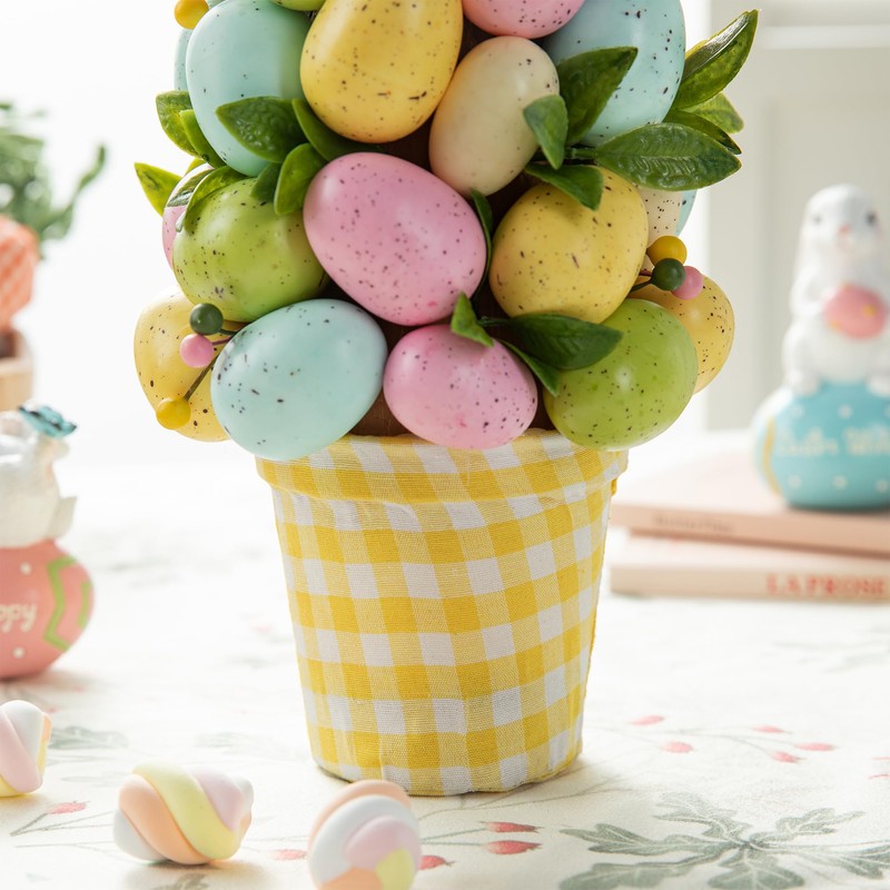 Glitzhome Easter Eggs Table Tree Decor for Spring Easter Party