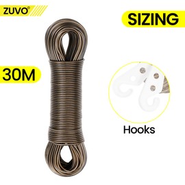 30M Outdoor Washing Line - Durable Polyester Washing Line Rope for Laundry - Garden Clothes Lines for Outside with Nylon Rope - Premium Quality by Zuvo