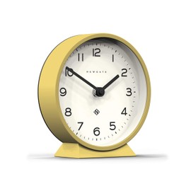 NEWGATE® M Mantel - Silent Sweep Mantel Clock - 'No Tick' - Modern Mantel Clock - Small Clock - Living Room Clock - Office Clock - Table Clock - Mantel Clock - Minimalist Dial (Yellow)