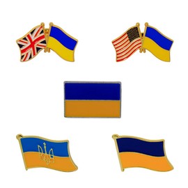 sunruchao 5PCs American Flag Lapel Pin UK Ukraine Ukrainian Flag Brooch Lapel Pin USA and World Crossed Friendship Flag Enamel Lapel Pin Badges Peace Double Flag Pin America Britain Metal Flag Brooch