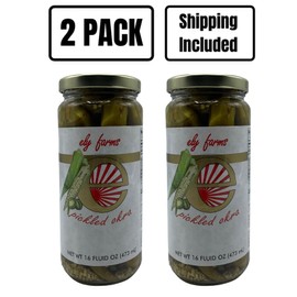 Ely Farms | Pickled Okra | Family Recipe | Zesty Dill and Garlic Flavor | Hint of Chili Pepper | Delicious Appetizer or Bloody Mary Garnish | Proudly Made in Nebraska USA | 16 oz Jar | 2-Pack