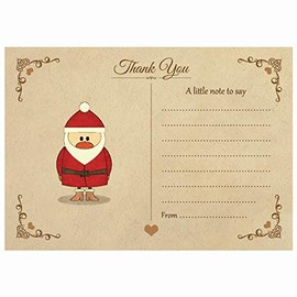 Artstore Vintage Santa Christmas Thank You Note Cards With White Envelopes - Pack of 20