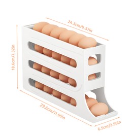 Egg Holder for Refrigerator, 4 Tiers Automatic Rolling Egg Container for Fridge, Large Capacity, Fridge Organiser for Egg Storage
