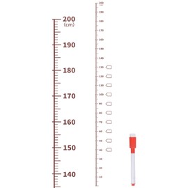 sourcing map Growth Chart 200cm Metric Height Chart Ruler Wall Decor with Marker Pen, Brown