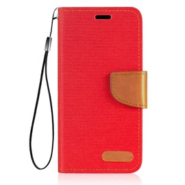 Shantime Oxford Fabric Leather Flip Wallet Case Compatible with Boost Celero 5G Plus 2024, Durable Protective Magnetic Cover with Card Slots and Kickstand(Red)