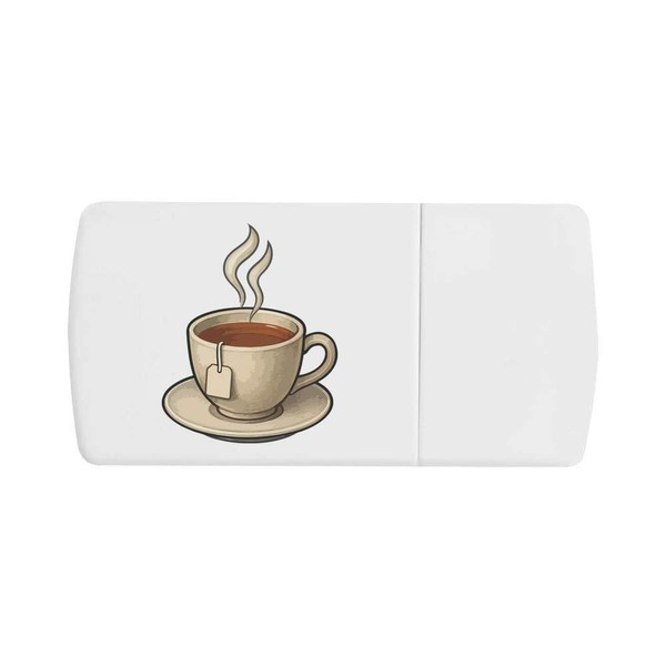 Azeeda 'Hot Cup of Tea' Pill Box with Tablet Splitter