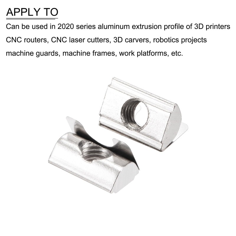 METALLIXITY Roll-In Spring T Nuts M8x20mm 25pcs Carbon Steel Spring