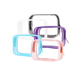 Clear Pouch Small, Clear Makeup Bag, 6.6"x2.3"x4.7" Size TSA Approved Toiletry Bag, Clear Travel Bags for Toiletries, Clear Cosmetic Bag for Women and Men Small 5 Mixed Color-1 Pack