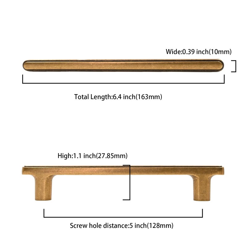 KNOKLOCK 10 Pack 5 Inch(128mm) Kitchen Cabinet Handles Antique Brass