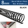 Jolygoods 8mm Plastic Spiral Binding Coil - Black, Manual Duplex,