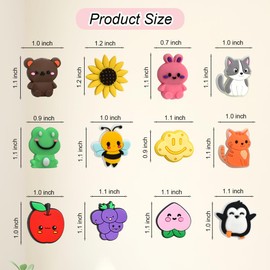 12PCS Silicone Focal Beads for Pens, Bulk Animal Fruit Flower Charms Supplies for Making Keychains, Handmade Crafts