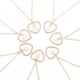 ForeveRing - Collar con Dije Colgante de Letra A a Z, Collar con Inicial y Tarjeta de Mensaje, Joyería para Mujer