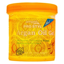 AmPro Pro Styl Argan Oil Styling Gel - Moisturizes and Conditions Your Strands - Non-Flaking, Alcohol Free, Vegan Formula - Creates Flexible, Touchable Hold for All Hair Textures - 15 oz