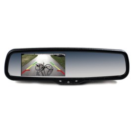 Brandmotion Universal 4.3″ Display Mirror FLTW-7690 Rear View Mirror with Embedded LCD Screen | Backup Color View Turns On In Reverse | Compatible with All Backup Cameras