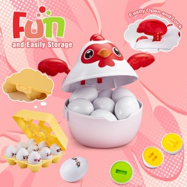 VROGTIK Easter Egg Matching Game - 24-Piece Educational Toddler Toys for Color & Shape Recognition | Easter Basket Stuffers for Kids