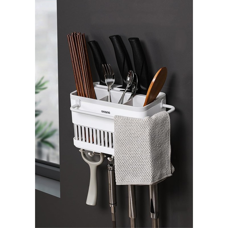 Hosoncovy Utensil Wall Holder and Countertop Cutlery Drainer - Tableware