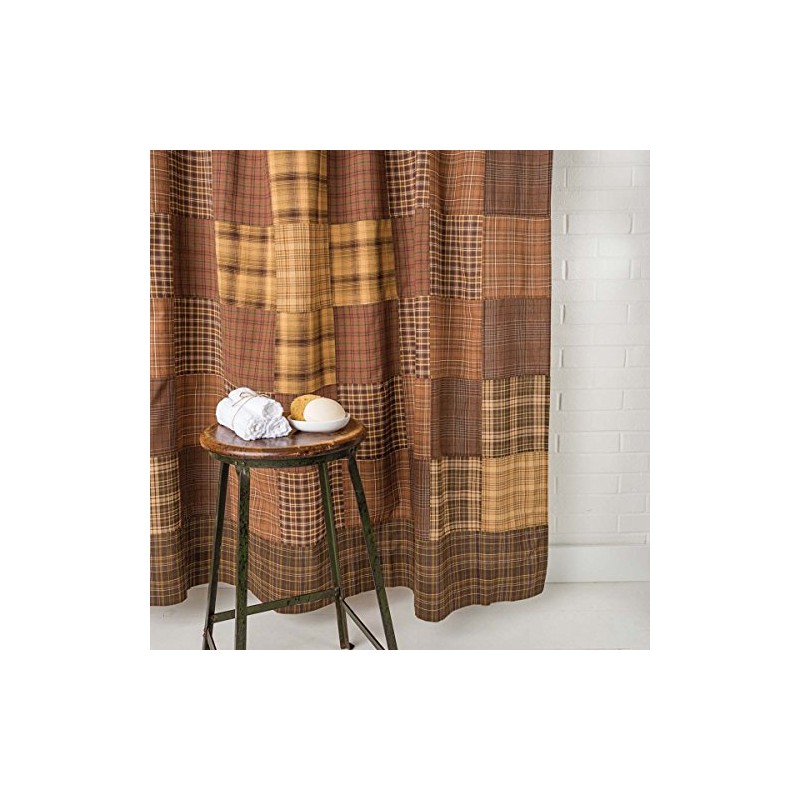 VHC Brands Prescott, Rustic, Bath Decor, Shower Curtain Unlined, 72x72,