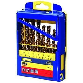 IRWIN 10502603 IW10502603 HSS Titanium Drill Bit Set (Metal Case) -Pack of 19, 19-Pack