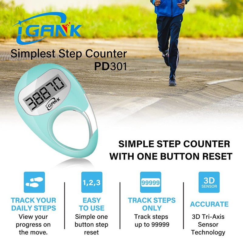 iGANK Simple Walking Pedometer Step Counter for men women kids