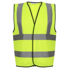 HuntaDeal Hi Viz Vis Vest High Visibility Reflect Workwear Safety Waistcoat, Yellow, 2XL