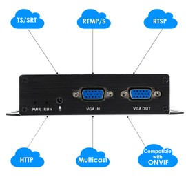 EXVIST H.265 1080P 60fps PoE VGA Encoder with VGA Loopout for Live Broadcast, Video Conferencing, CCTV, Digital Signage - Supports RTMP, RTSP, HLS, UDP, Compatible with ONV/HK