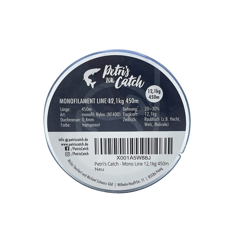PetrisCatch Monofilament Predator Fishing Line, 450 m, 12.1 kg, 0.4