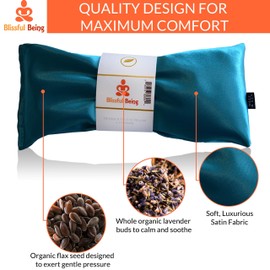 Blissful Being Lavender Eye Pillow | Hot or Cold Weighted Satin Eye Mask Perfect for Sleeping, Yoga, Meditation | Gifts for Women, Birthday, Teachers | Natural Herbal Relaxation | Made in USA (Aqua)