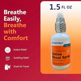 Saline Nasal Spray – Gentle Moisturizing Nasal Mist for Sinus Health, Dry Nose & Allergy Relief – Non-Medicated, Sterile Formula for Everyday Nasal Hydration & Clear Breathing - 1.5oz Pack of 4