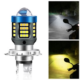 Chemini HB2 9003-1 H4 LED Motorcycle Headlight Bulb, Compatible with Vehicle Inspection, Super Bright 2 Color Switching, Lo Yellow/HI, White, Non-Polarity, DC Limited Edition, 12V-80V, 13W, HS1, LED
