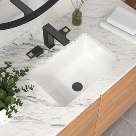 Mocoloo Undermount Bathroom Sink 18 x 12 Inch Rectangle Porcelain White Ceramic Bathroom Sink 6 Inch Deep Basin with Overflow Small Lavatory Vanity Sink Mounted Under the Counter